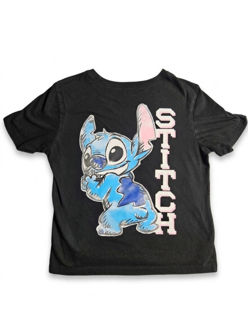 Disney Stitch Wild One Graphic Tee Youth Medium Black Kids Shirt